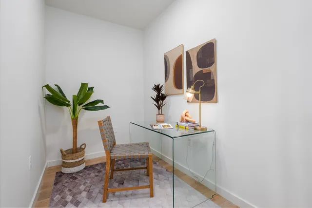 a view of a balcony with couch