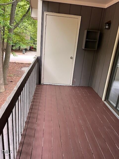 4225 Greencastle Court, Unit D Raleigh, NC 27604 - Photo 12 of 13 a view of balcony with wooden floor