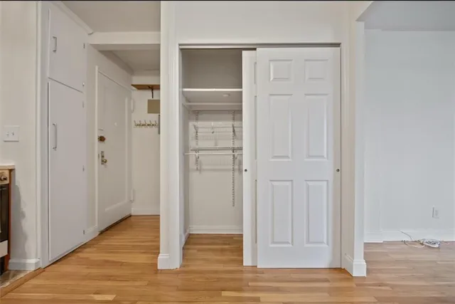 a view of wooden door