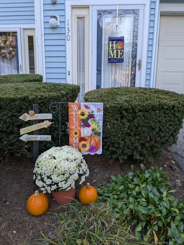 a table and chairs in a potted plant