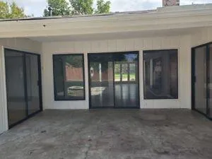 an empty room with windows