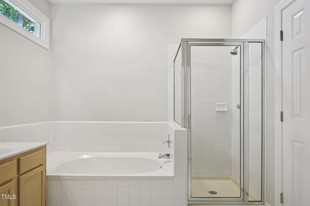 a bathroom with a bathtub