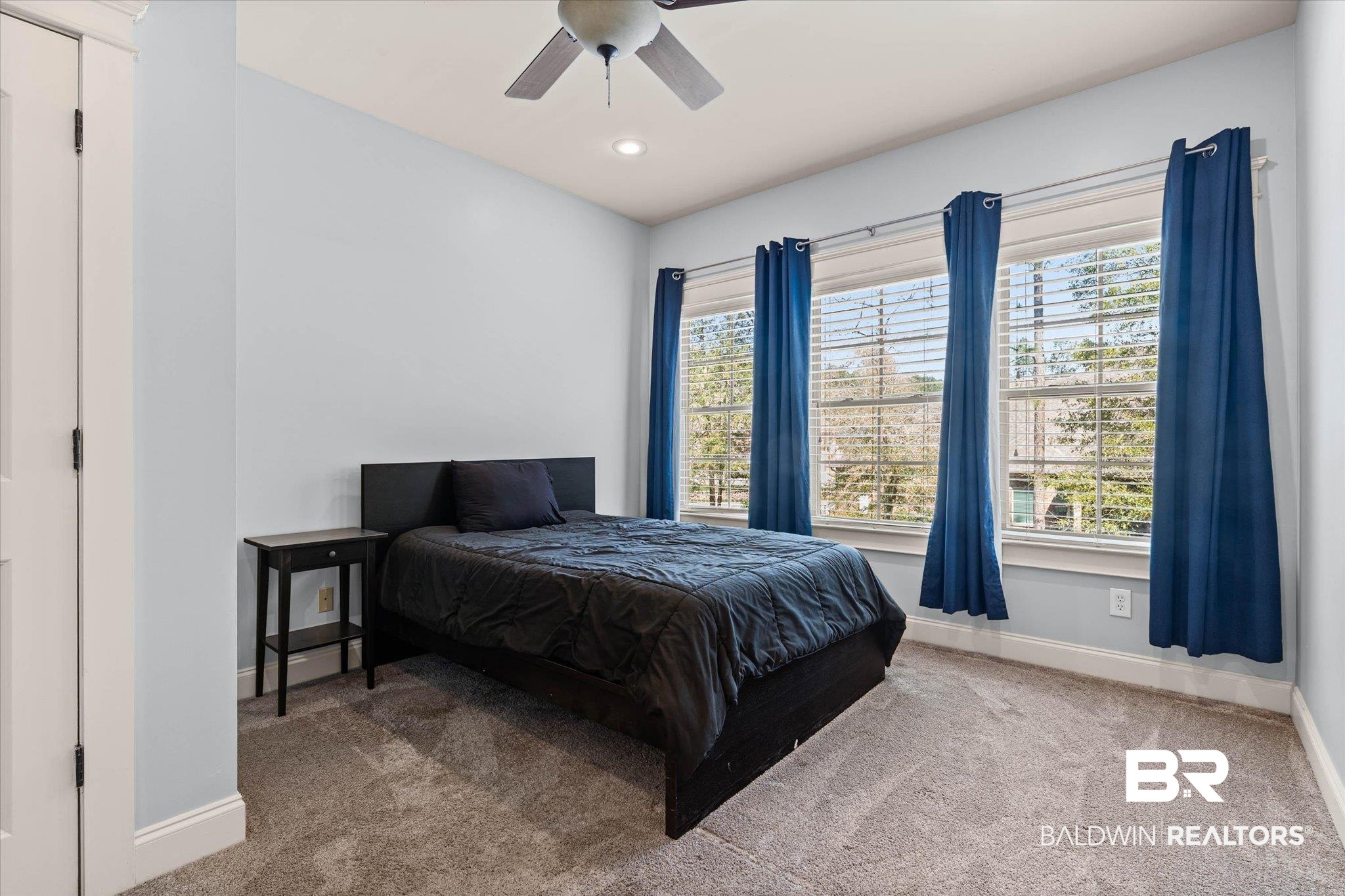 7676 Rockstone Lane Mobile, AL 36695 - Photo 30 of 47 Bedroom with carpet, a ceiling fan, and recessed lighting