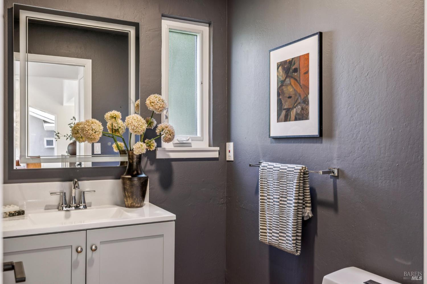 227 Coleman Drive San Rafael, CA 94901 - Photo 10 of 36 a bathroom with a sink vanity and mirror