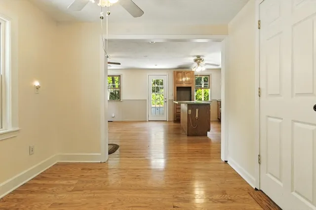 a view of a living room with furniture