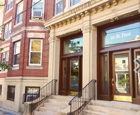a view of a building with a window