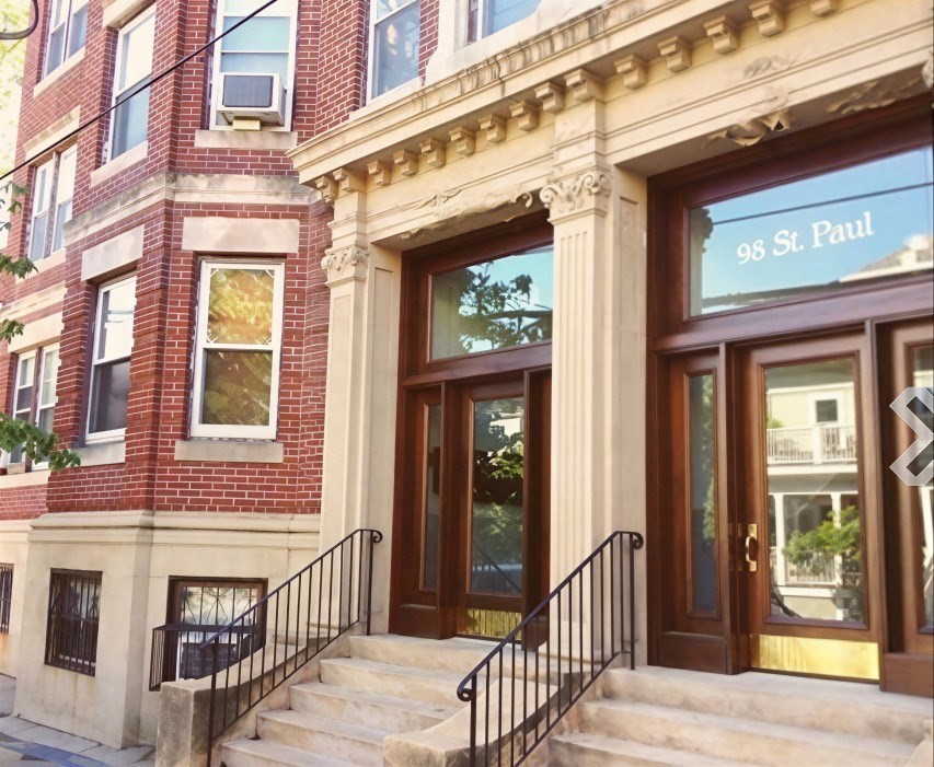a view of a building with a window