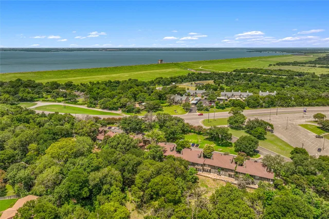 a view of an ocean and a building