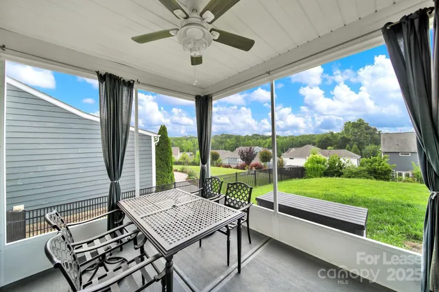 a view of a porch with a yard