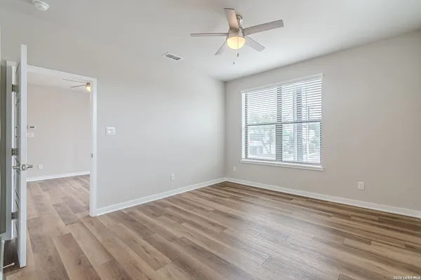 a view of a room with racks on the wall