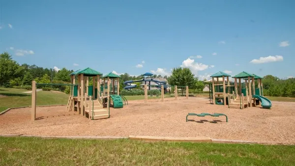 a view of a park with slide
