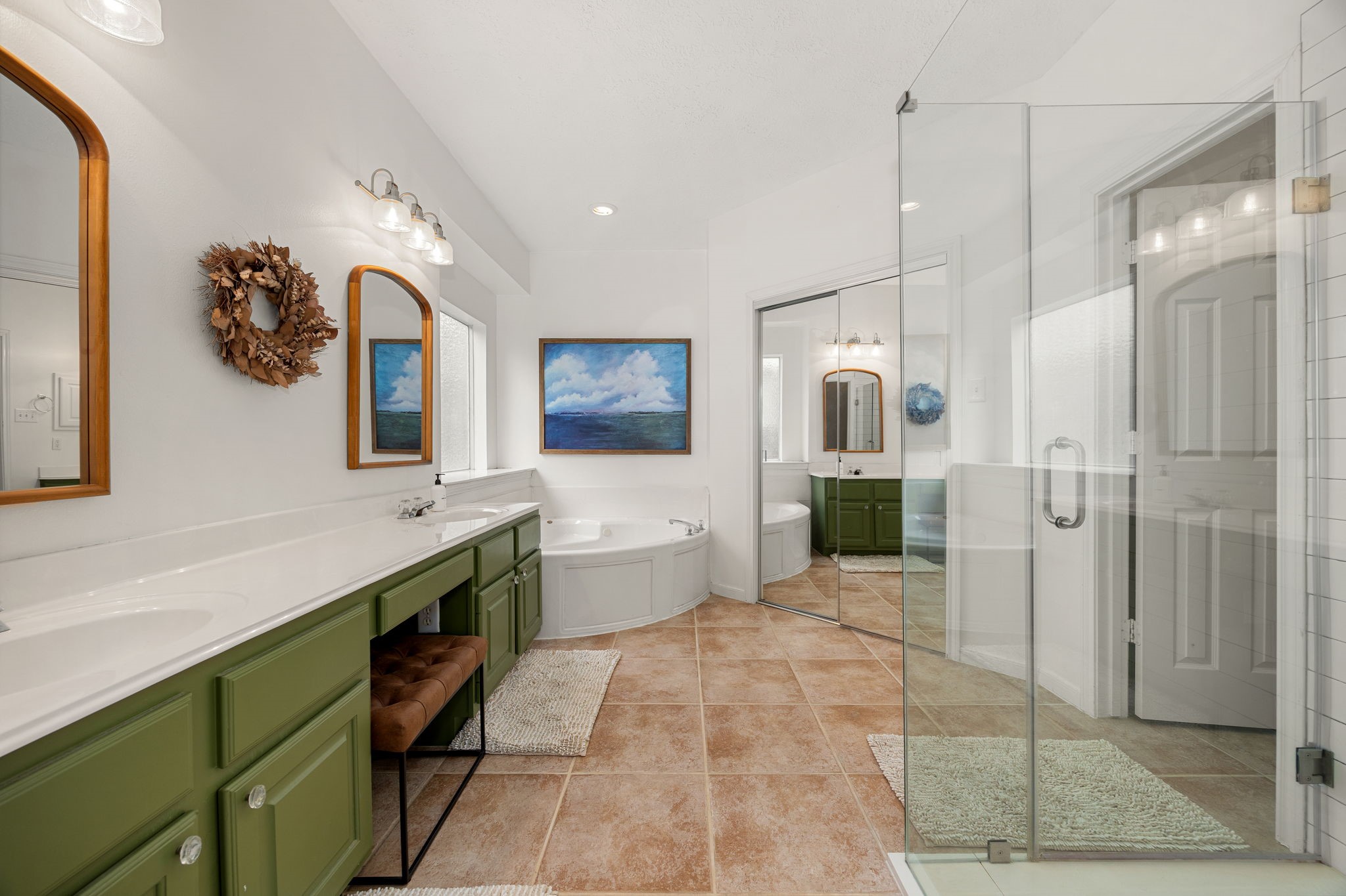 25535 China Springs Spring, TX 77373 - Photo 12 of 36 Stylishly updated primary bath with enlarged shower and frameless glass