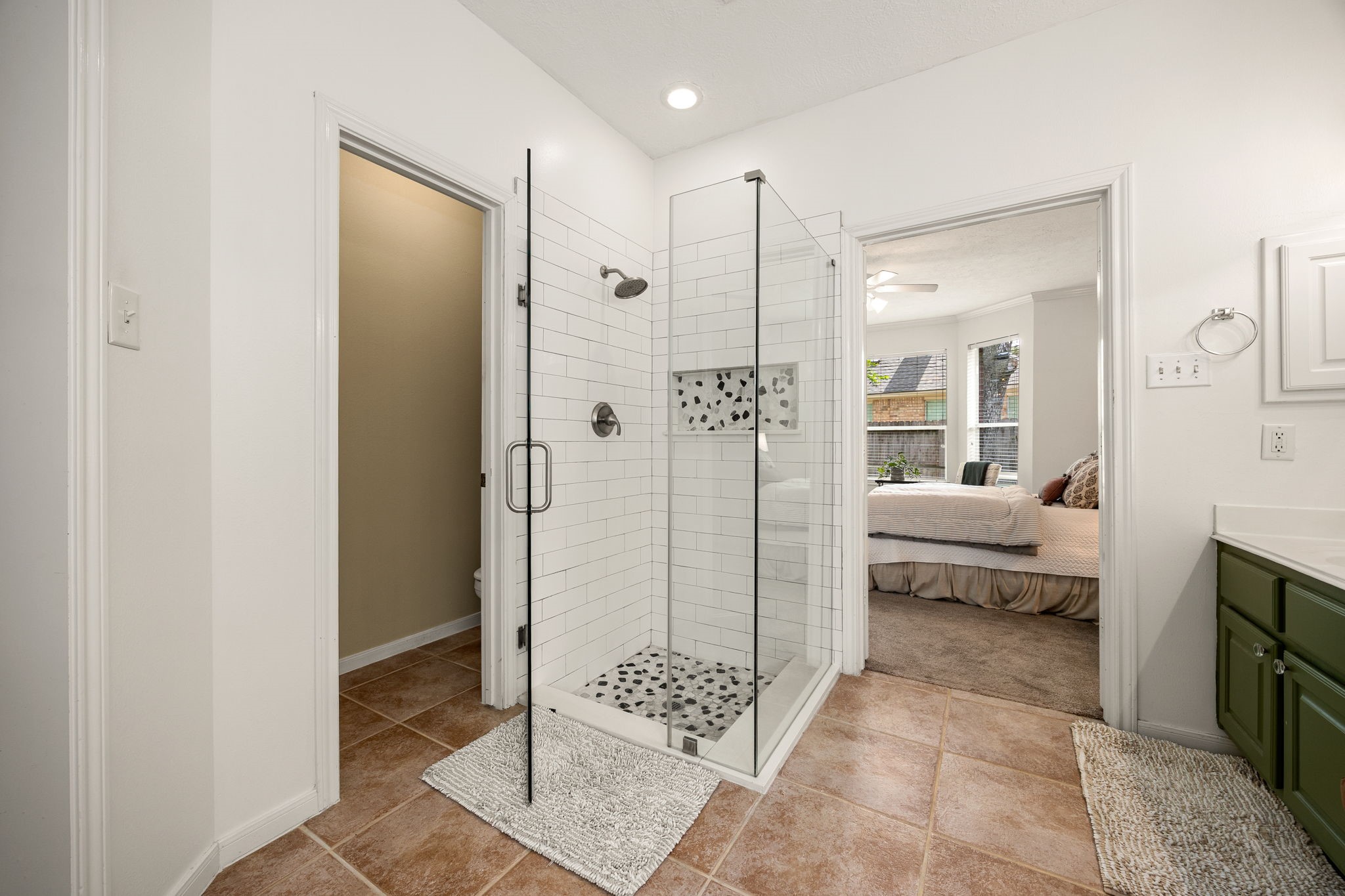 25535 China Springs Spring, TX 77373 - Photo 14 of 36 Enlarged primary shower with frameless glass and custom tile