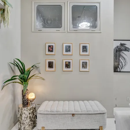 a kitchen with lots of counter top space