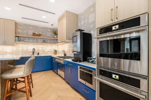 a kitchen with lots of counter top space