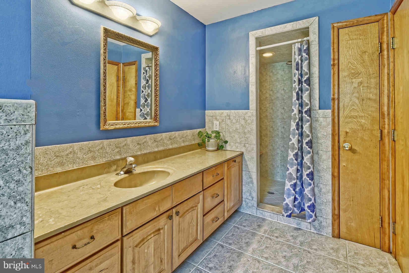 2801 Leaming Mill Road Millville, NJ 08332 - Photo 11 of 34 a bathroom with a sink a mirror and a shower