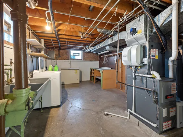 a view of a storage room with washer and dryer