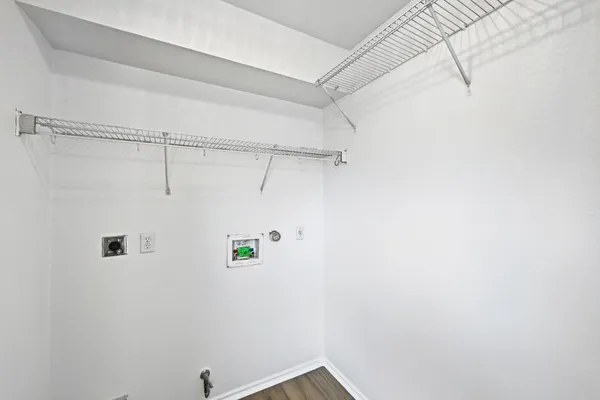 a view of small space with racks on the wall