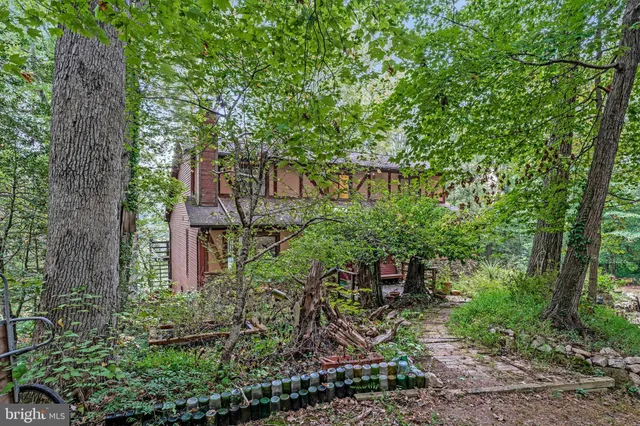 a backyard of a house with lots of green space and trees