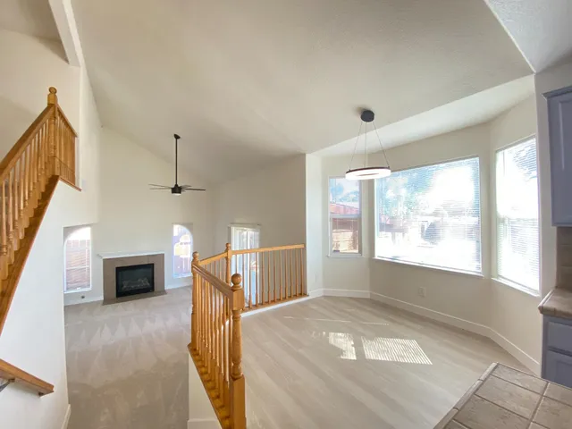 a view of a livingroom with a fireplace