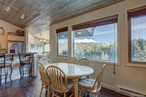 a dining room with furniture window wooden floor