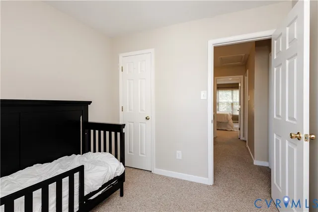 a bedroom with a bed