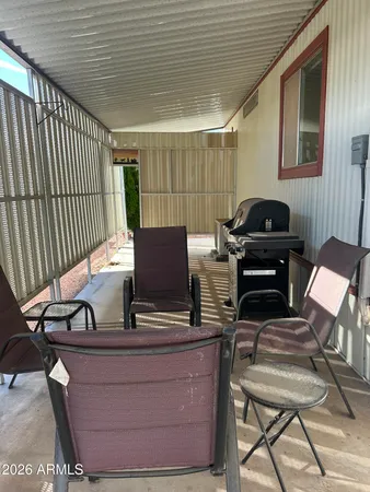 a lobby with furniture and garden