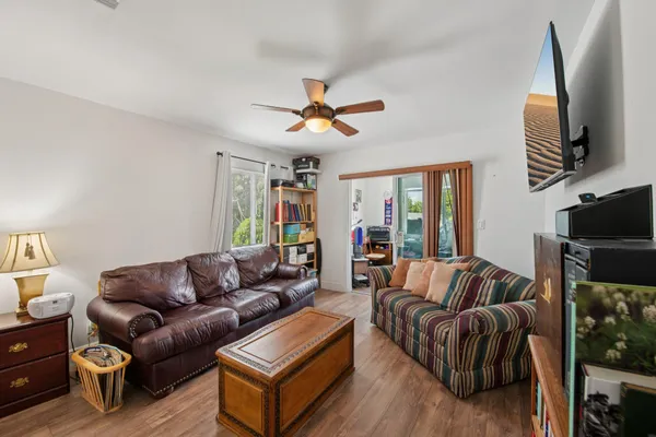 a living room with furniture