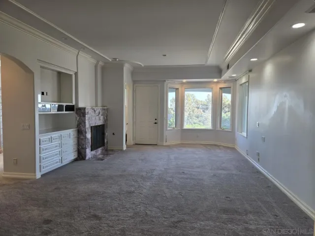 a view of a big room with closet and windows