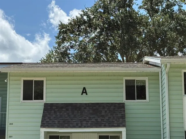 a view of a field with a trees in the background