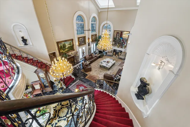 a view of a living room and dining room