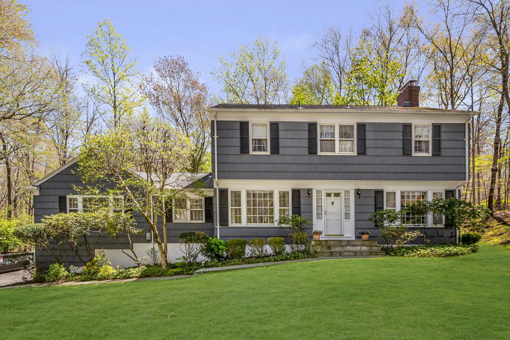 front view of a house with a yard