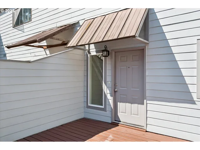 a view of wooden door