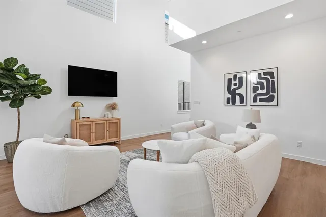 a view of kitchen and living room