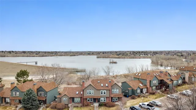 a view of a lake with houses