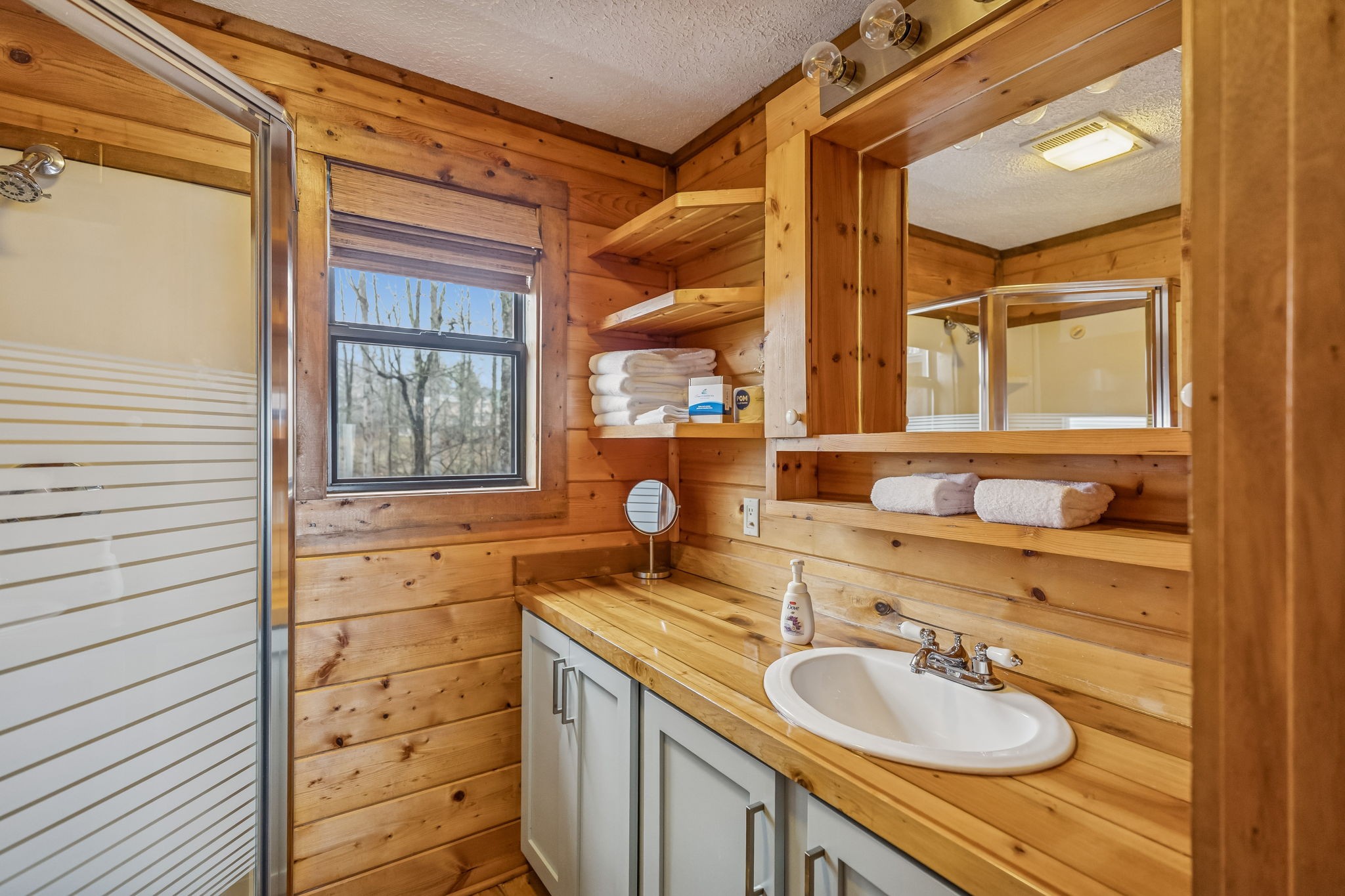 289 Dunn Ridge Road Baxter, TN 38544 - Photo 34 of 42 a bathroom with a granite countertop sink and a mirror