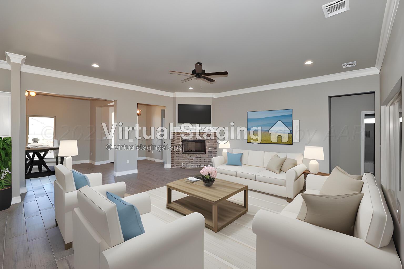 9551 Trinity Drive Amarillo, TX 79119 - Photo 4 of 46 a living room with furniture and a fireplace