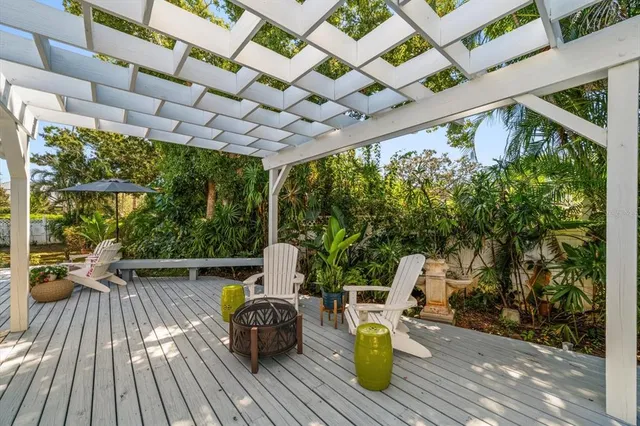 a view of porch with seating space