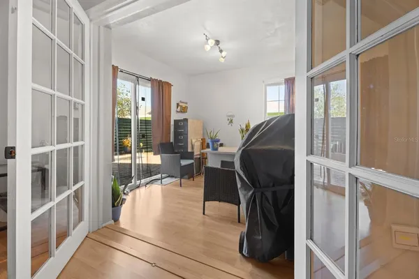 a living room with furniture