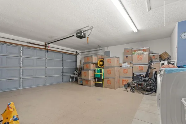 a view of a garage with furniture