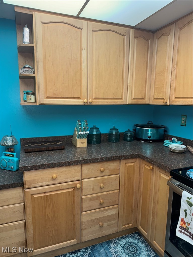 22968 Maple Ridge Road, Unit 108 North Olmsted, OH 44070 - Photo 18 of 24 Kitchen with stove and light brown cabinets