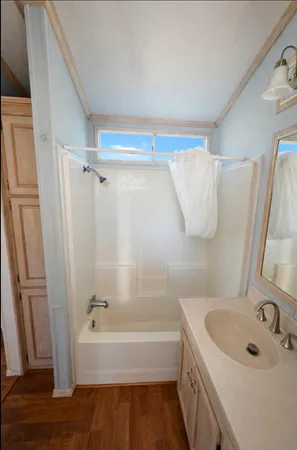 a bathroom with a sink and a tub