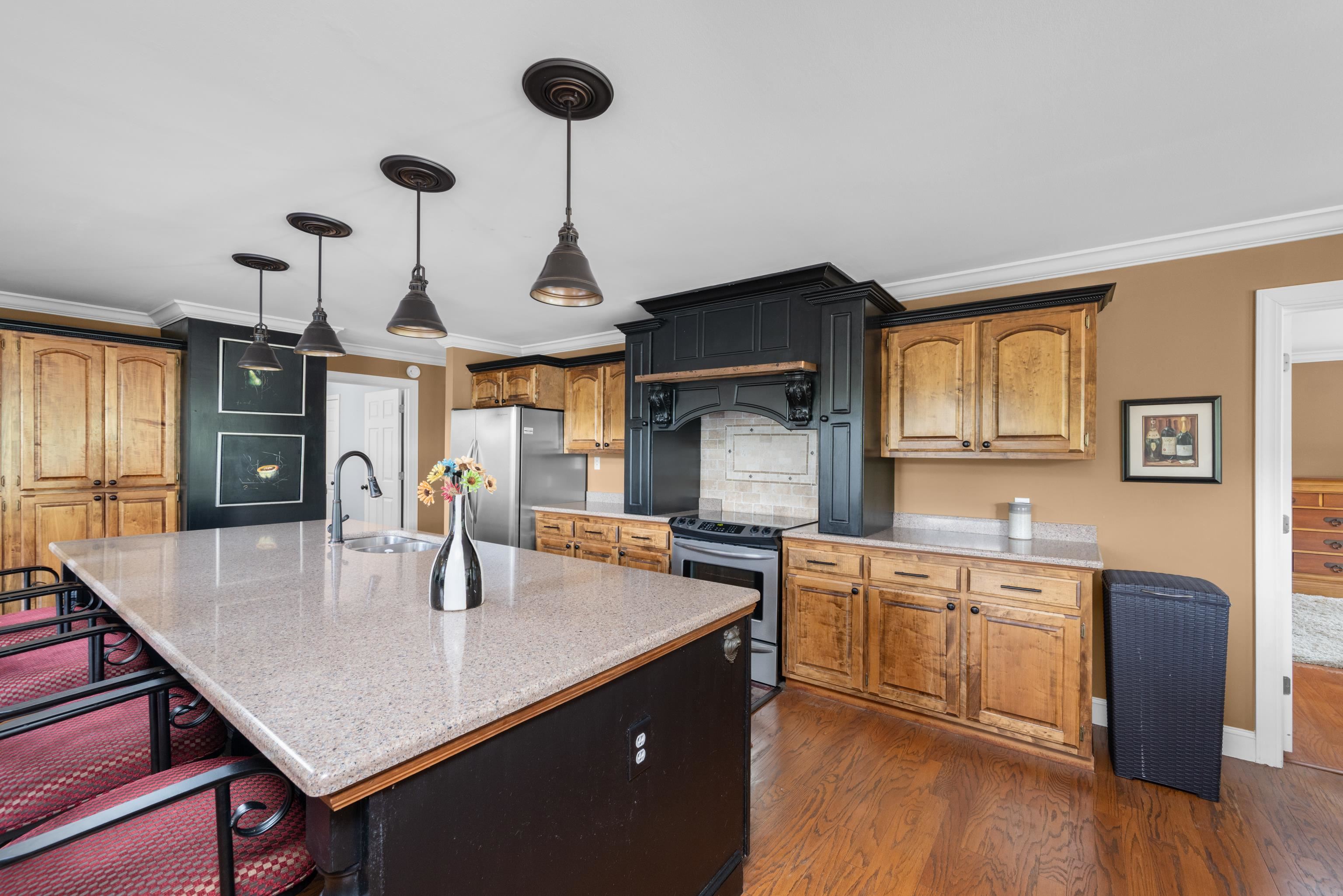 685 River Cliff Lane Counce, TN 38326 - Photo 10 of 39 a kitchen with stainless steel appliances granite countertop sink stove and wooden floor