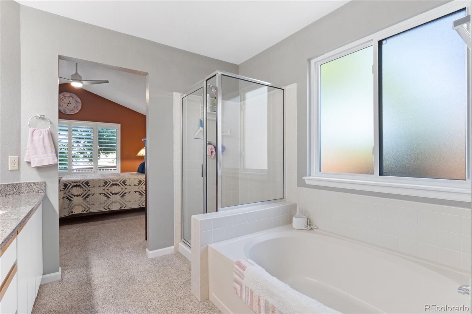 9836 Buckingham Court Highlands Ranch, CO 80130 - Photo 28 of 42 a bathroom with a tub a sink and a window