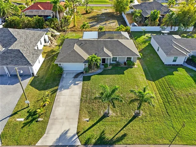 an aerial view of a house