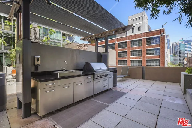 a outdoor space with lots of white furniture