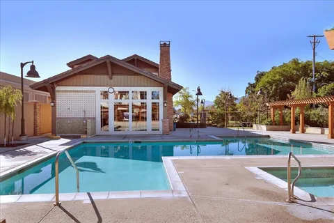 a view of a terrace with a garden and plants