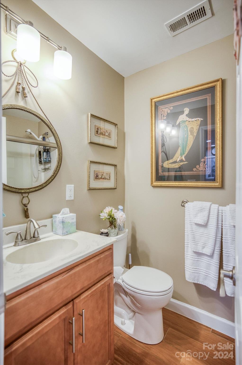 8800 Flowes Store Road Concord, NC 28025 - Photo 41 of 48 a bathroom with a toilet a sink and mirror