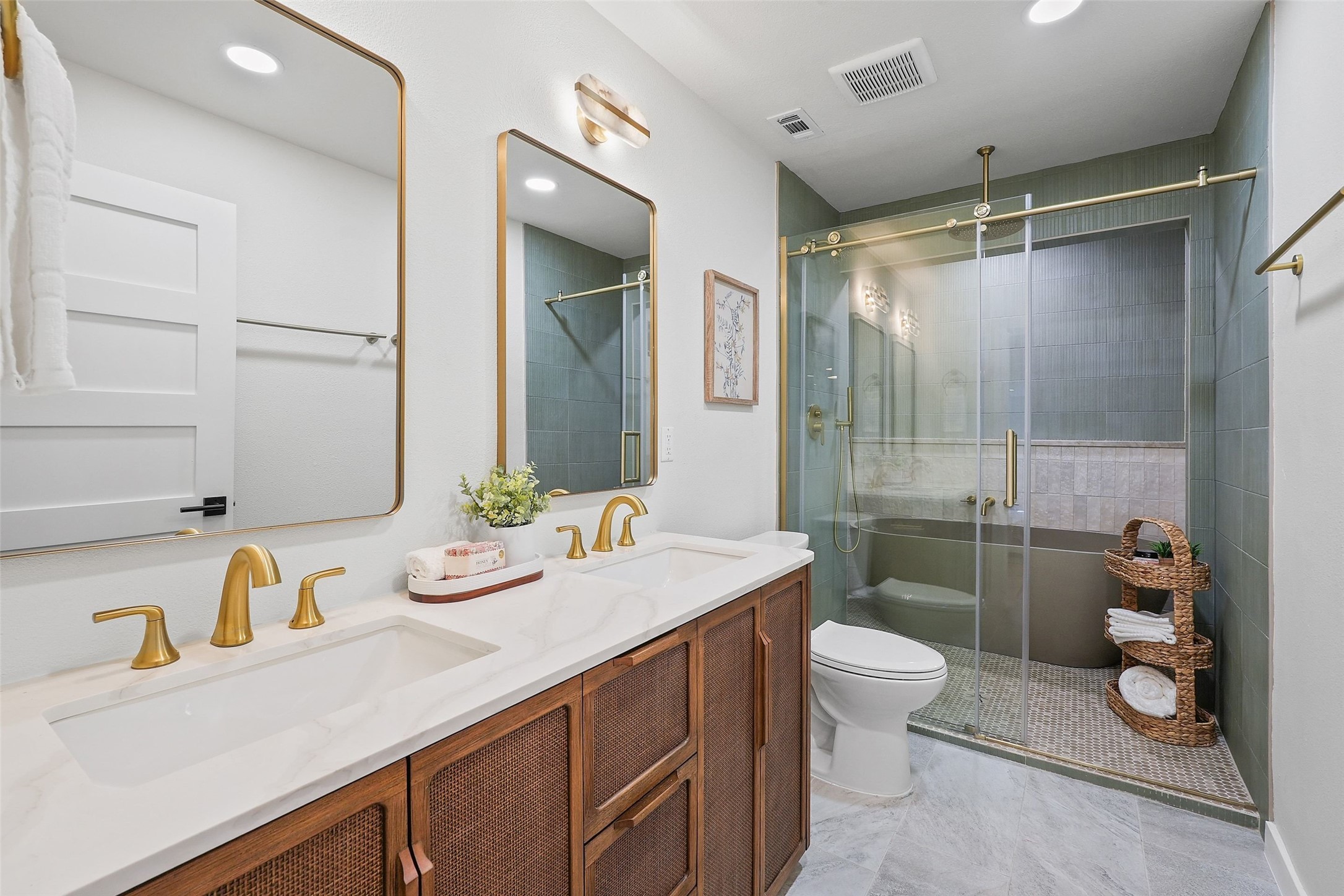 3807 Wilson Street Austin, TX 78704 - Photo 27 of 40 soaking tub, dual shower heads (rainwater) + dual vanities