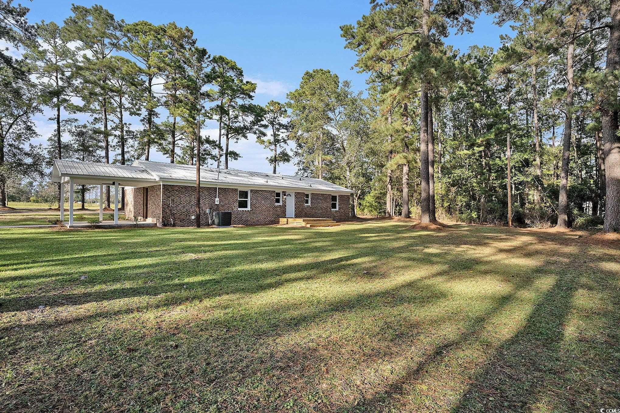 494 Ray Road Hemingway, SC 29554 - Photo 25 of 26 Back of house featuring brick siding, a yard, and a metal roof
